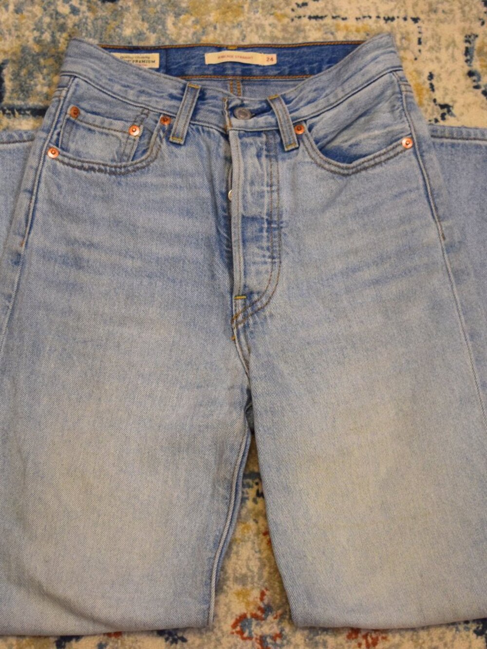 Levi's Premium Ribcage Straight Jeans Light Wash W24 L27